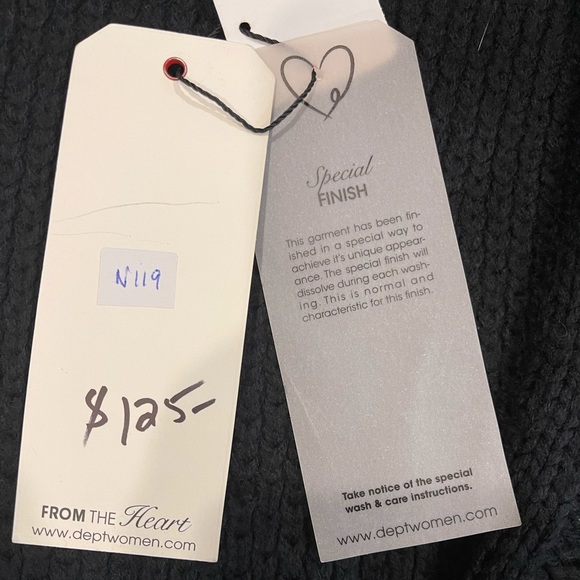 NWT! Dept Women’s Black Waxed Finish Knit Cardigan Size Large - Picture 5 of 7